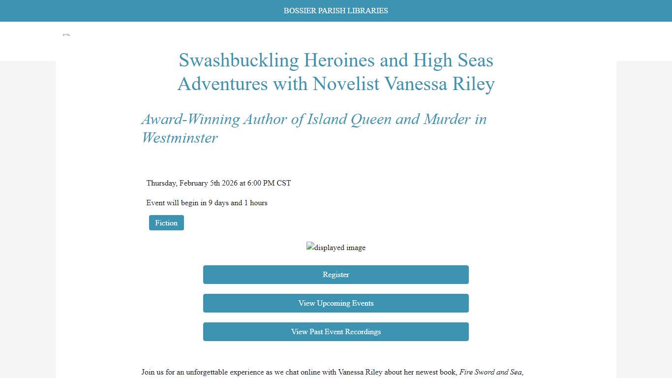 LSC Watch Bossier Parish Libraries Virtual Author Talks